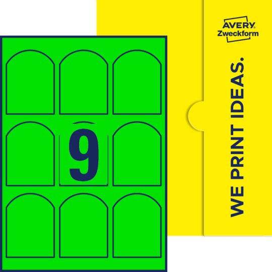 9 st. etiketter per ark.