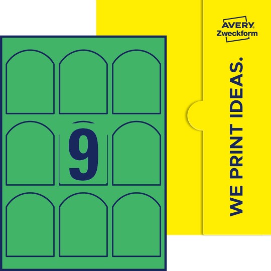 9 st. etiketter per ark.