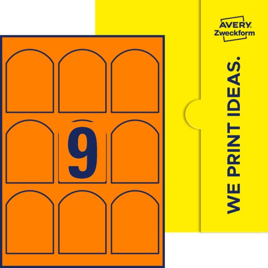 9 st. etiketter per ark.