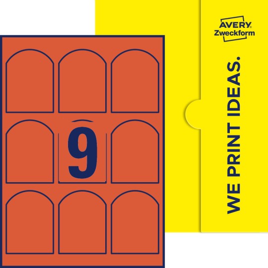 9 st. etiketter per ark.