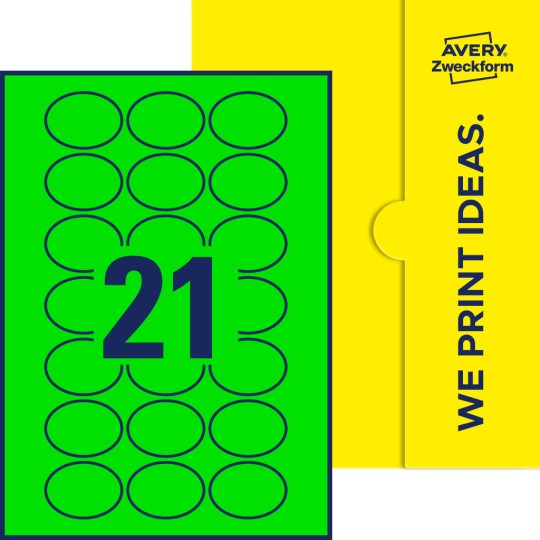 21 st. etiketter per ark.