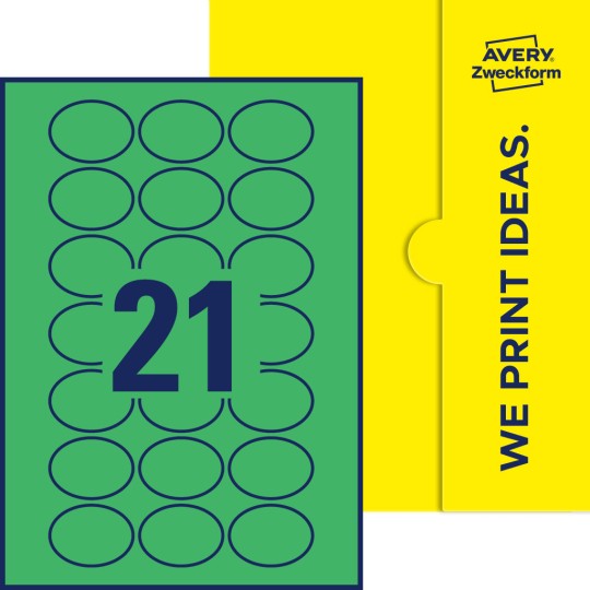 21 st. etiketter per ark.