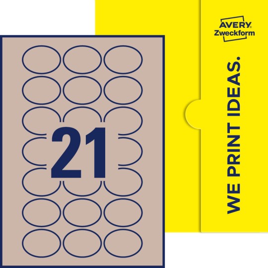 21 st. etiketter per ark.