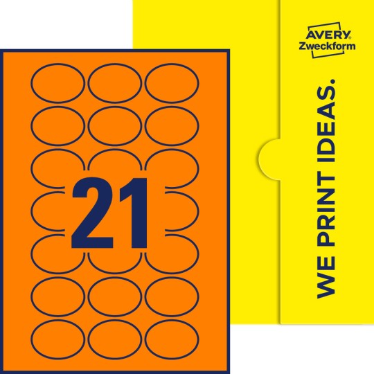 21 st. etiketter per ark.