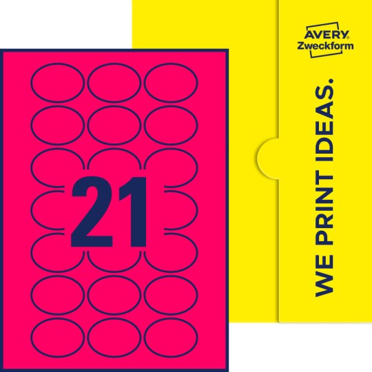 21 st. etiketter per ark.