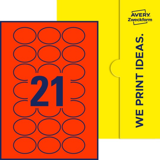 21 st. etiketter per ark.