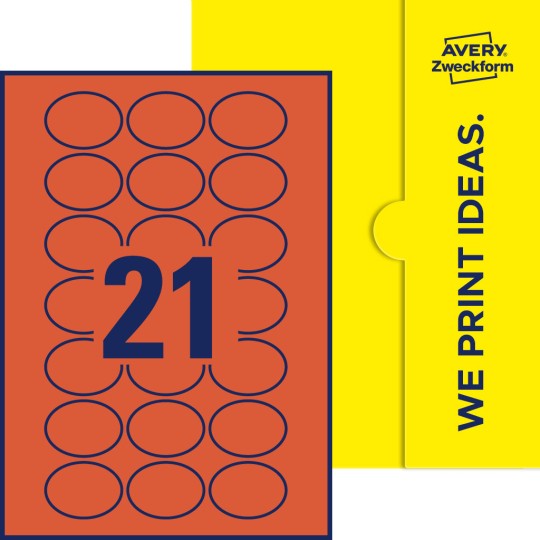 21 st. etiketter per ark.