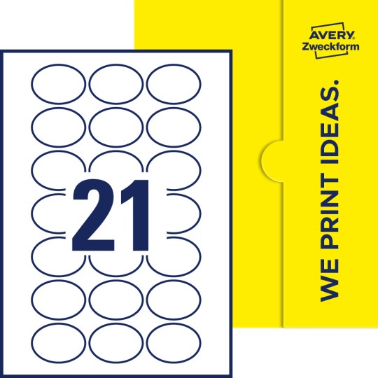 21 st. etiketter per ark.