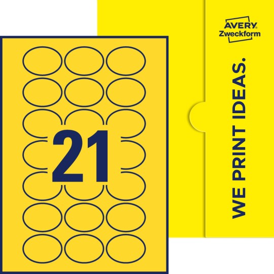 21 st. etiketter per ark.