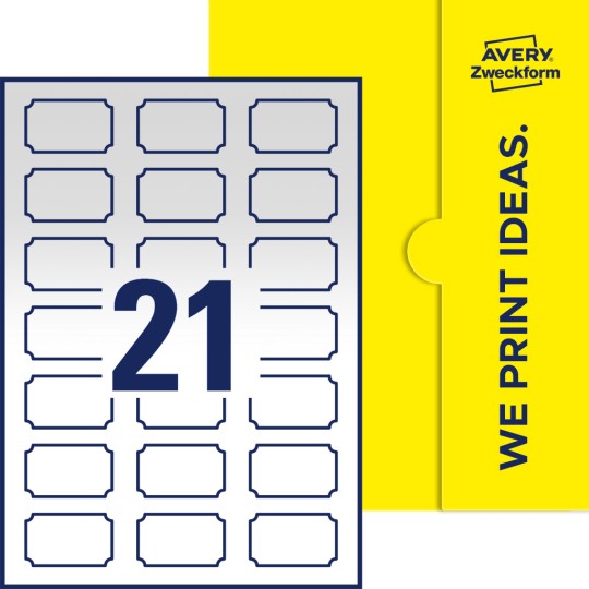 21 st. etiketter per ark.
