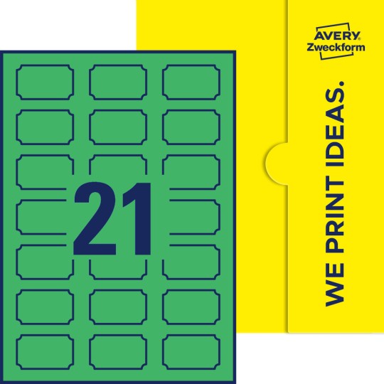 21 st. etiketter per ark.