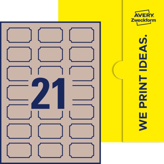 21 st. etiketter per ark.