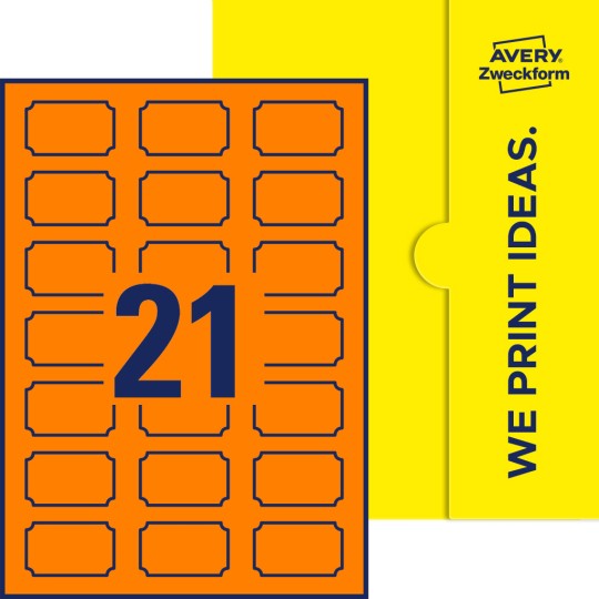 21 st. etiketter per ark.