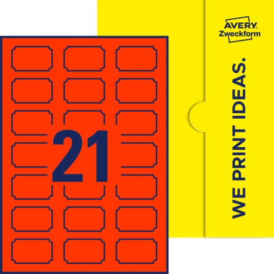 21 st. etiketter per ark.
