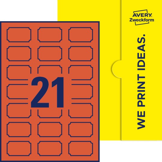 21 st. etiketter per ark.