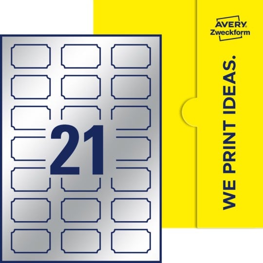 21 st. etiketter per ark.