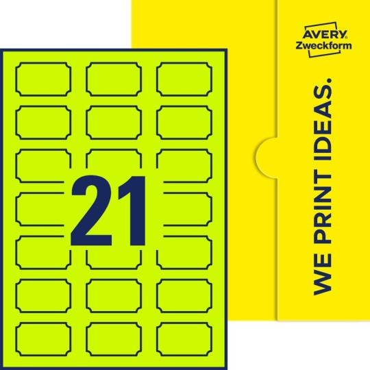 21 st. etiketter per ark.
