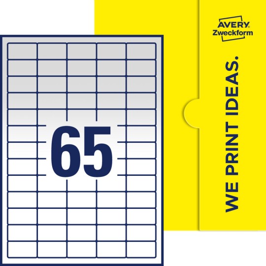65 st. etiketter per ark.