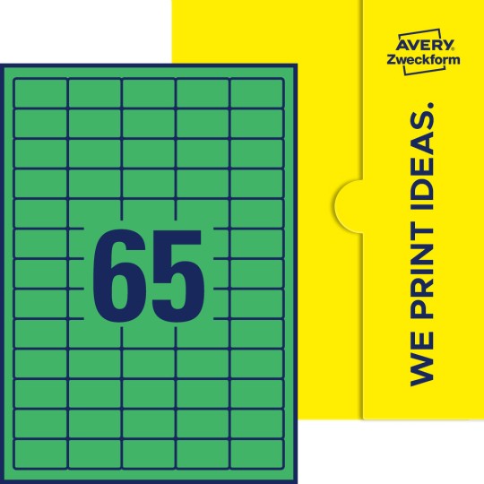 65 st. etiketter per ark.