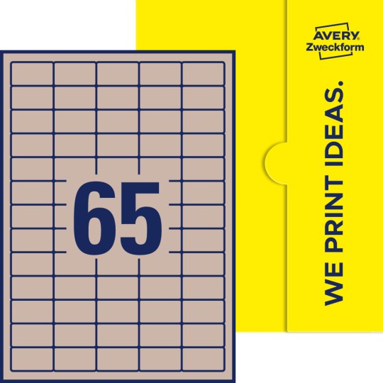 65 st. etiketter per ark.
