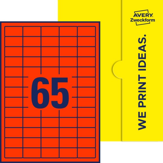 65 st. etiketter per ark.