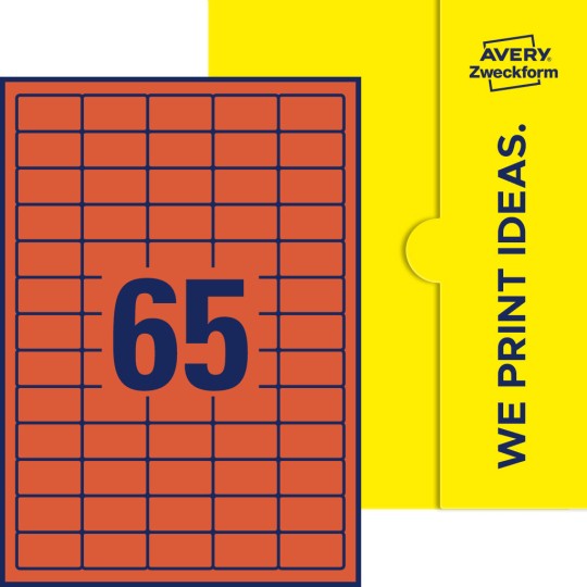 65 st. etiketter per ark.