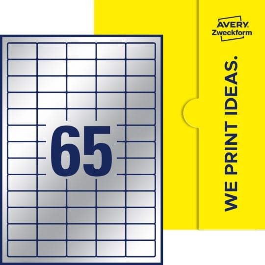 65 st. etiketter per ark.