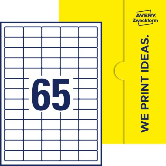 65 st. etiketter per ark.