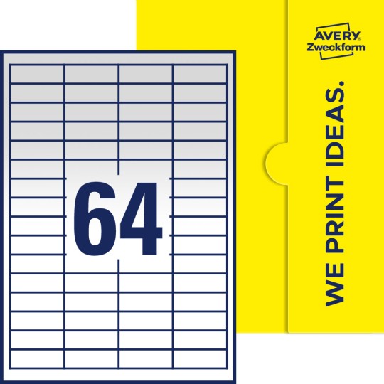 64 st. etiketter per ark.