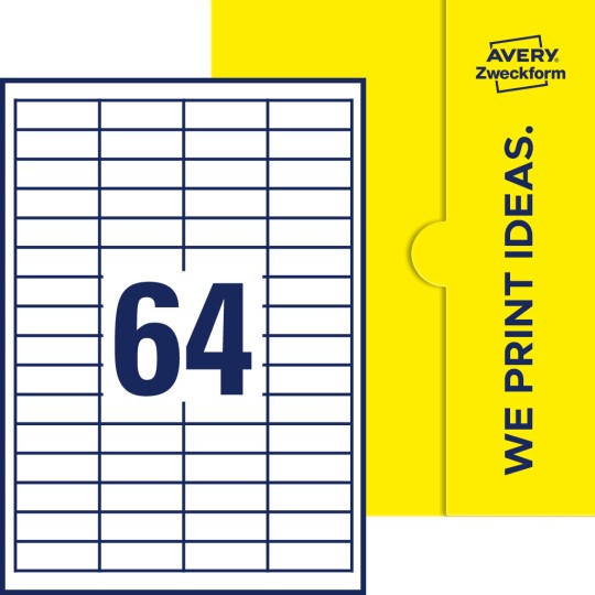64 st. etiketter per ark.