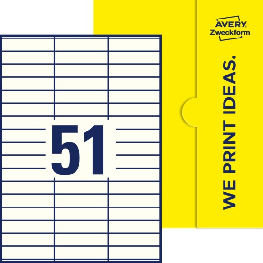 51 st. etiketter per ark.