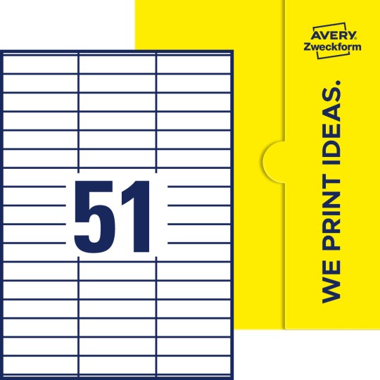 51 st. etiketter per ark.