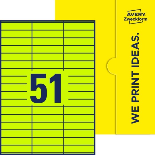 51 st. etiketter per ark.