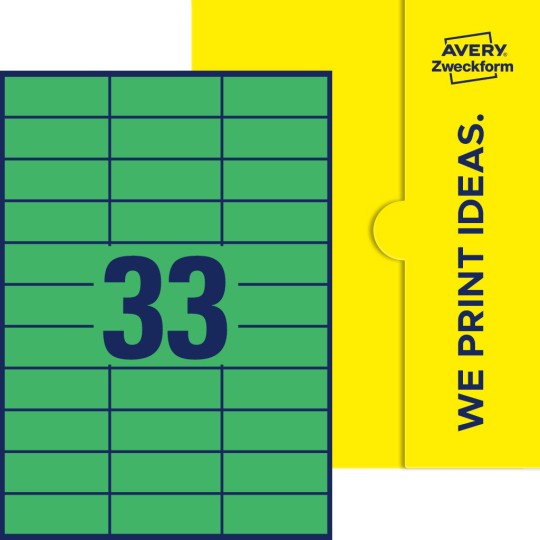 33 st. etiketter per ark.