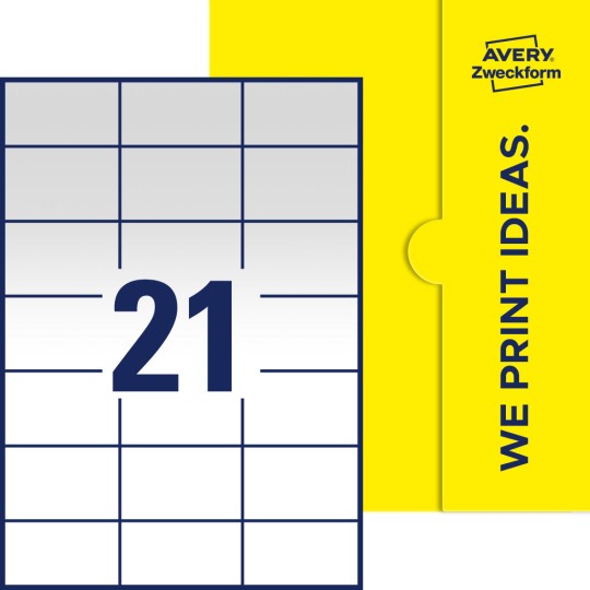 21 st. etiketter per ark.