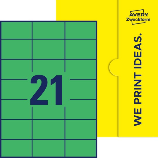 21 st. etiketter per ark.