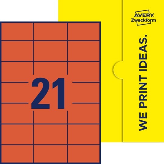 21 st. etiketter per ark.
