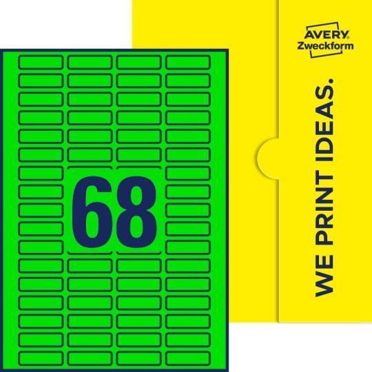 68 st. etiketter per ark.
