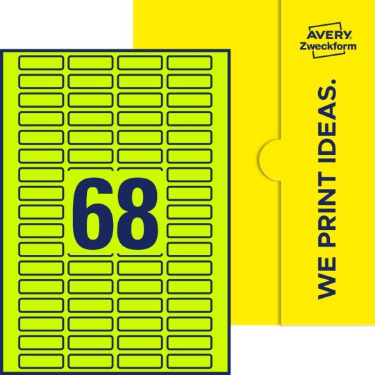 68 st. etiketter per ark.
