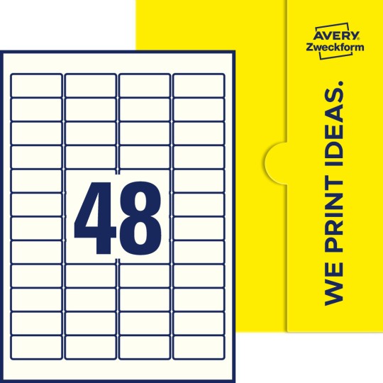 48 st. etiketter per ark.