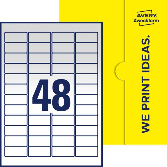 48 st. etiketter per ark.