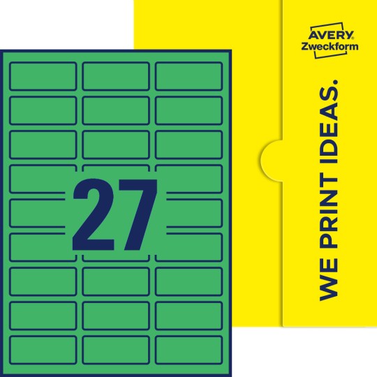 27 st. etiketter per ark.