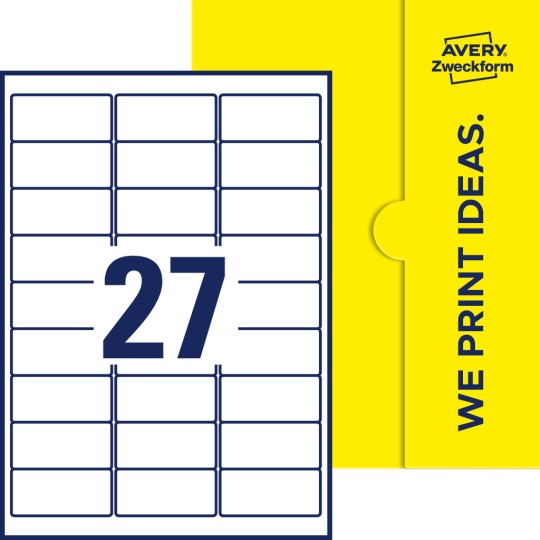 27 st. etiketter per ark.