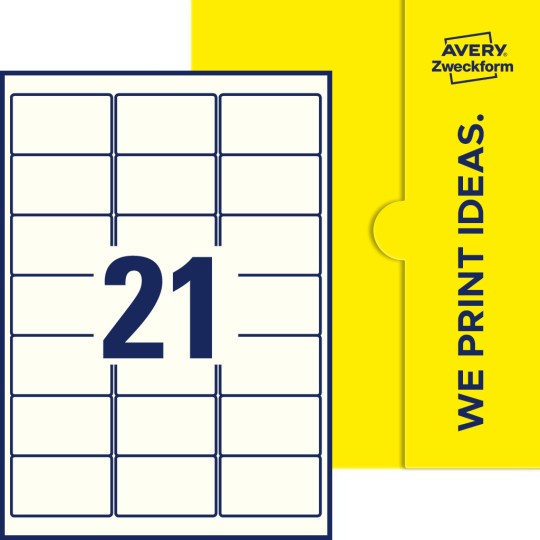 21 st. etiketter per ark.