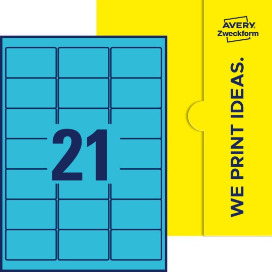 21 st. etiketter per ark.