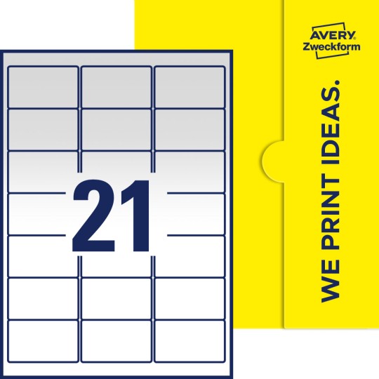 21 st. etiketter per ark.