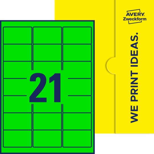 21 st. etiketter per ark.