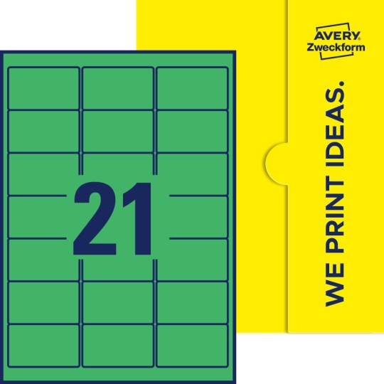 21 st. etiketter per ark.