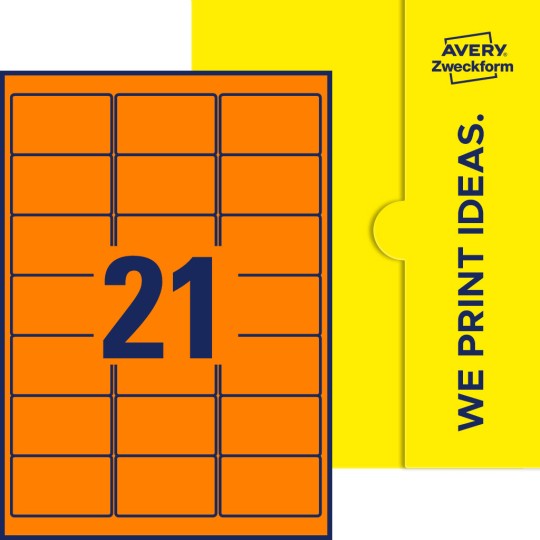 21 st. etiketter per ark.