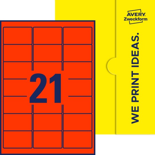 21 st. etiketter per ark.